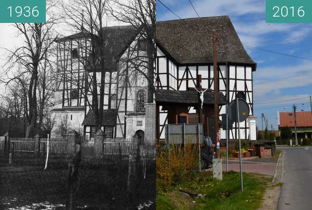 Before-and-after picture of Wierzbica Górna between 1936 and 2016-Apr-26