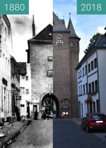 Vorher-Nachher-Bild von Kempen, ehemaliges Stadttor "Kuhtor" zwischen 1880 und 10.07.2018