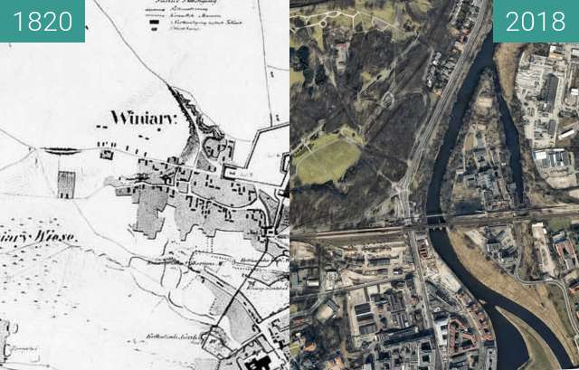 Vorher-Nachher-Bild von Pozanń 1820 zwischen 1820 und 18.05.2018