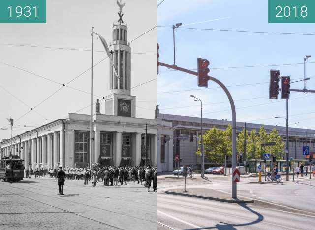 Before-and-after picture of Ulica Głogowska between 1931 and 2018