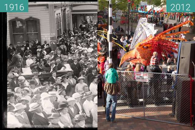 Image avant-après de ANZAC Day at Nelson, NZ, 25.4.16 entre 25/04/1916 et 19/10/2012