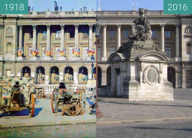 Image avant-après de Place de la Concorde (Hôtel de la Marine) entre 1918 et 13/03/2016