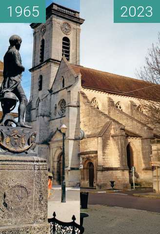 Before-and-after picture of Eglise de Brienne-le-Château, France between 1965 and 2023-Dec-27