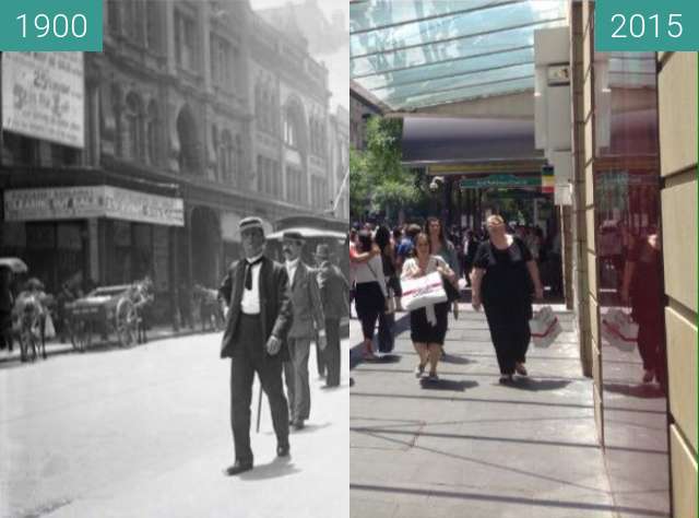 Vorher-Nachher-Bild von Pitt Street, Sydney zwischen 1900 und 2015