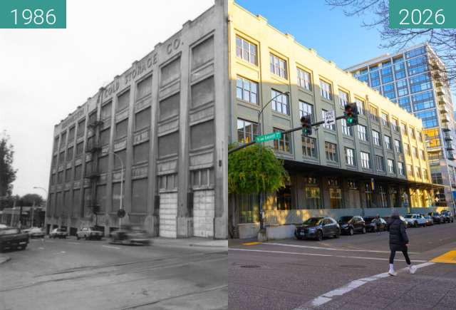 Image avant-après de NW Cold Storage Building, Portland OR entre 1986 et 17/01/2026