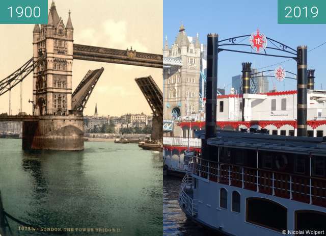 Vorher-Nachher-Bild von Tower Bridge zwischen 1900 und 10.11.2019