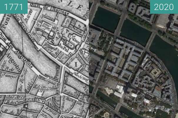 Vorher-Nachher-Bild von Ile de la Citè zwischen 1771 und 2020