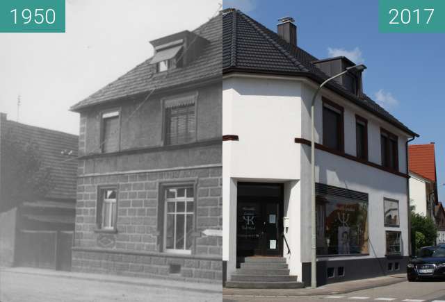 Before-and-after picture of Cany-Barville-Straße 24, 76744 Maximiliansau between 1950 and 2017-Sep-03
