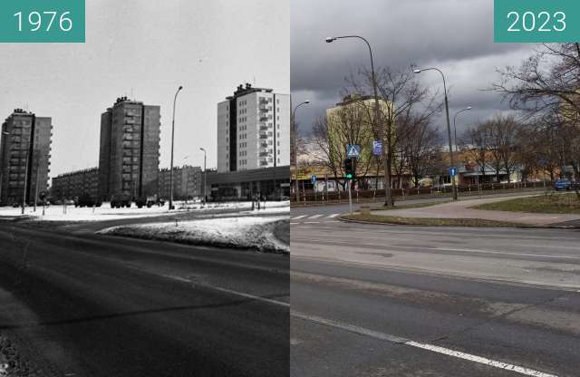 Before-and-after picture of Kędzierzyn-Koźle, Os. Piastów, Al. Jana Pawła II between 1976 and 2023-Feb-19