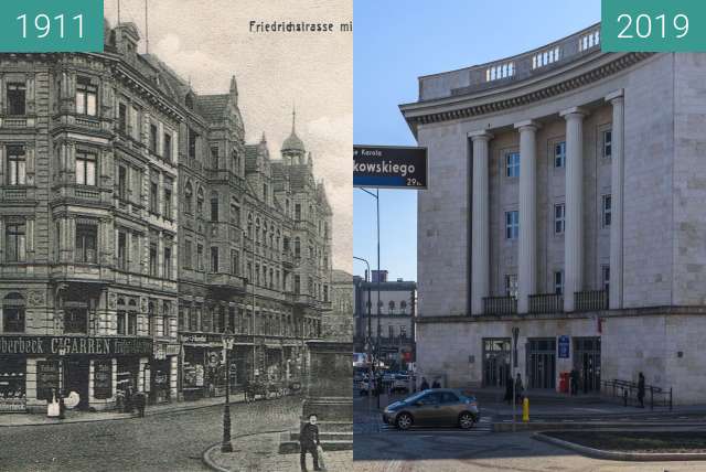 Vorher-Nachher-Bild von Aleje Marcinkowskiego, Urząd Pocztowy zwischen 1911 und 16.02.2019