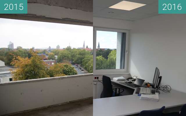 Before-and-after picture of Büro 518 im neuen Informatikgebäude between 2015-Oct-21 and 2016-Jul-07