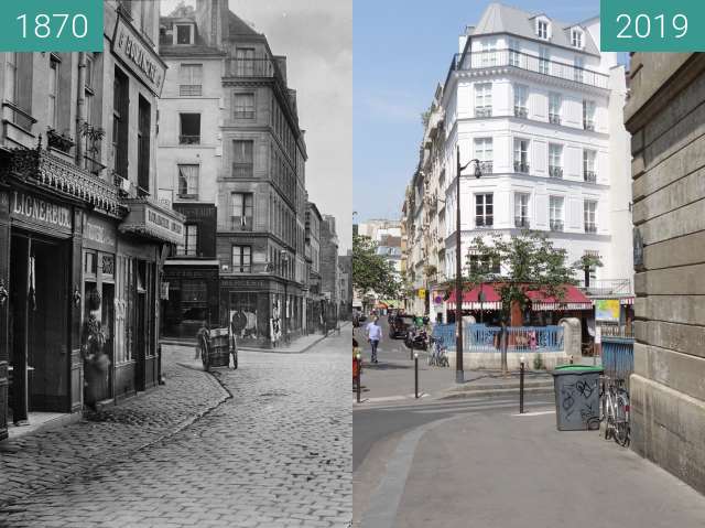 Vorher-Nachher-Bild von Rue de l'École Polytechnique zwischen 1870 und 24.07.2019