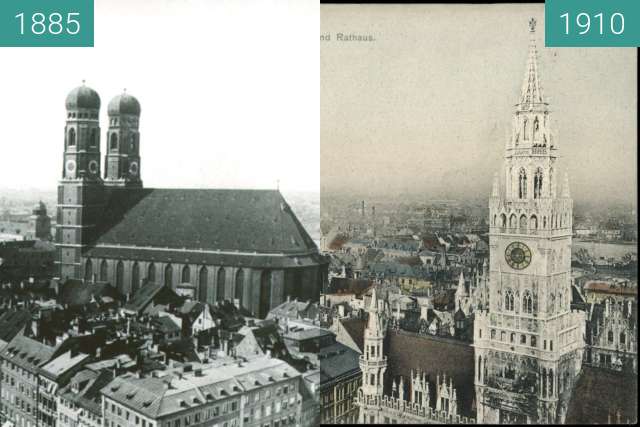 Before-and-after picture of München: Blick vom Alten Peter (1) between 1885 and 1910
