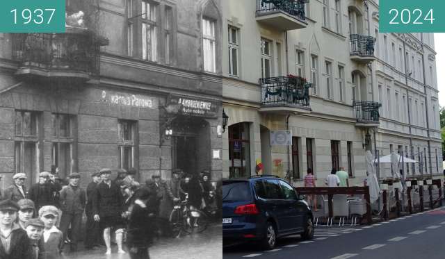 Before-and-after picture of Bydgoska 2 between 1937 and 2024-Jul-31