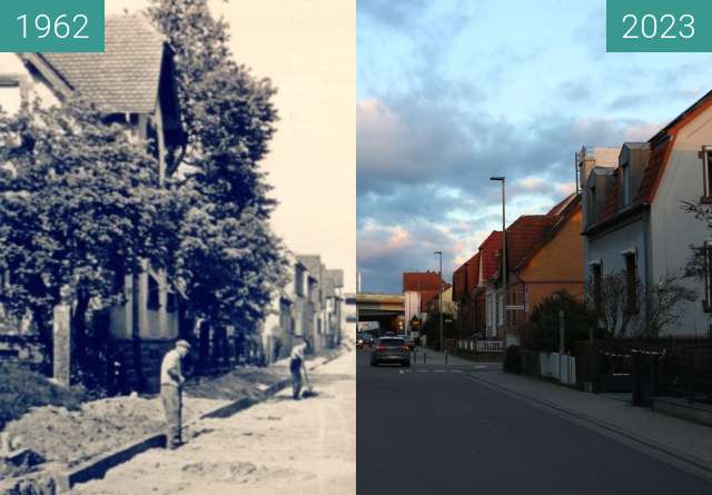Vorher-Nachher-Bild von Eisenbahnstrasße Nr.21, 76744 Maximiliansau zwischen 1962 und 26.02.2023