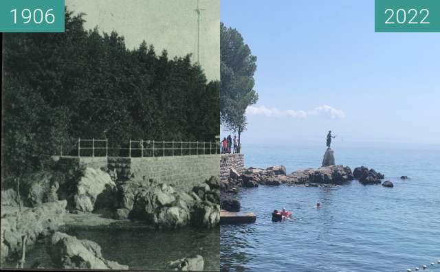 Before-and-after picture of Opatjia (Abbazia): Madonna del Mare between 1906 and 2022-Aug-17