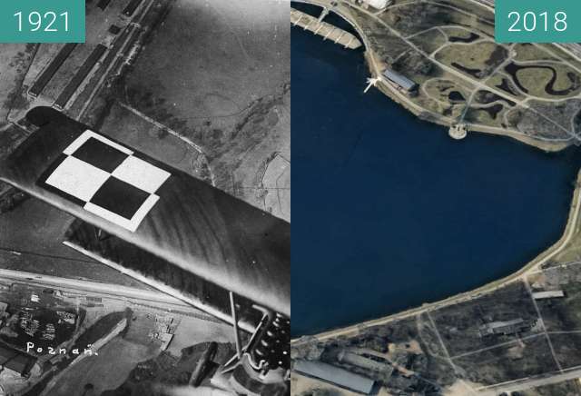 Before-and-after picture of Luneta Aster w kadrze z filmu Gwiaździsta Eskadra between 1921-May-11 and 2018