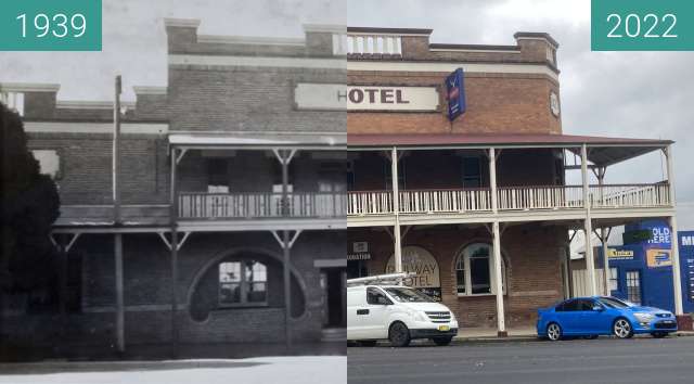 Image avant-après de Railway Hotel, Bathurst entre 1939 et 2022