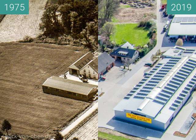 Before-and-after picture of Fa. Poggemann Landtechnik in Bad Iburg between 1975 and 2019-Mar-24