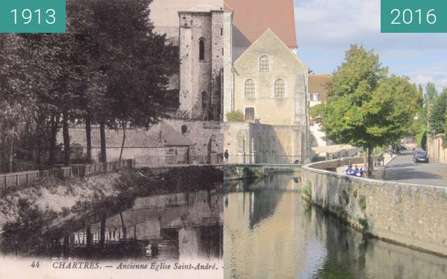 Vorher-Nachher-Bild von Église St. André zwischen 1913 und 09.10.2016