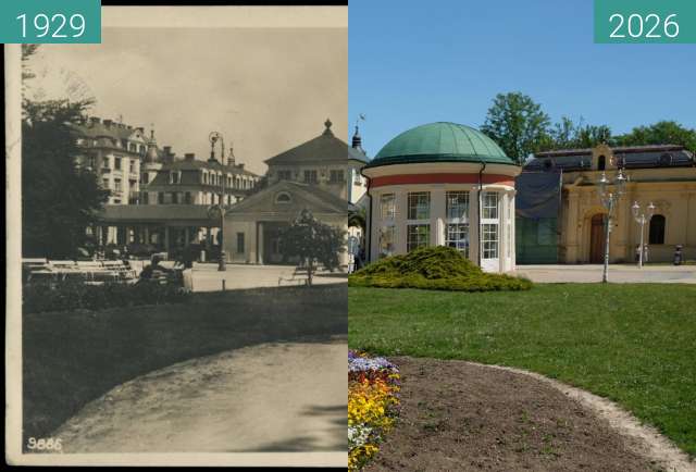 Vorher-Nachher-Bild von Franzensbad - Kurplatz zwischen 1929 und 23.05.2026