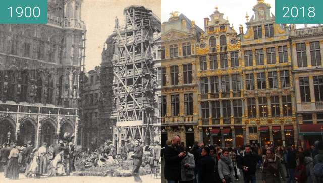 Image avant-après de Grand-Place/Grote Markt entre 1900 et 31/03/2018