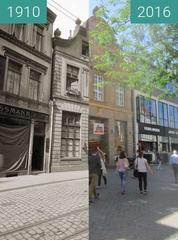 Before-and-after picture of Große Straße no. 62 between 1910 and 2016-Jul-18