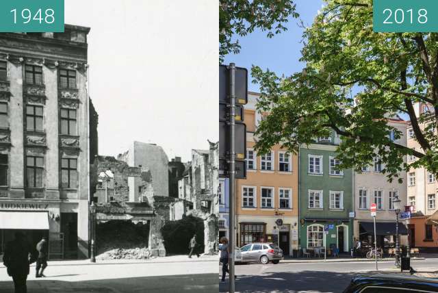 Vorher-Nachher-Bild von Ulica Żydowska zwischen 1948 und 2018