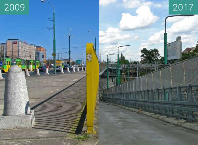 Before-and-after picture of Poznań. Ulica Roosevelta/Rondo Kaponiera. between 2009 and 2017
