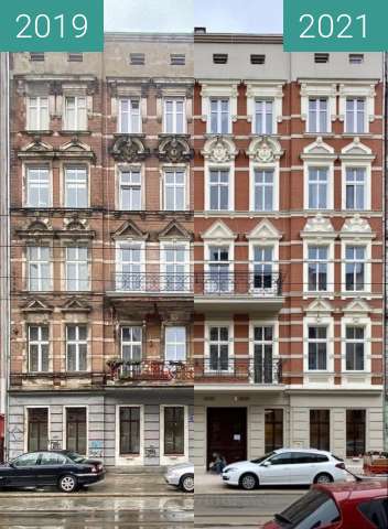 Before-and-after picture of Rebuilding of a Palace in Wroclaw (pt 2) between 2019 and 2021