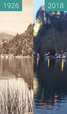 Before-and-after picture of Bled Castle, Slovenia, 1926 between 1926 and 2018-Feb-17