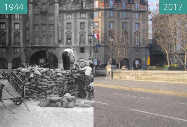 Image avant-après de Pont Neuf/Quai de Conti (Liberation of Paris) entre 08.1944 et 26/01/2017