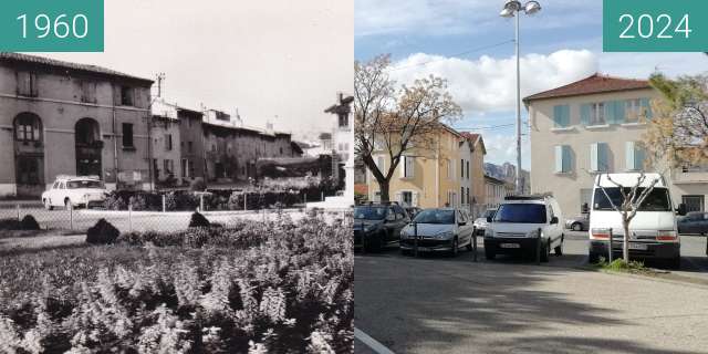 Before-and-after picture of Bourg-lès-Valence, place de la République between 1960 and 2024-Mar-01