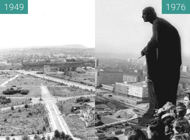 Vorher-Nachher-Bild von Dresden - Blick auf die Prager Straße 1949/1976 zwischen 1949 und 1976
