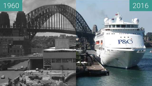 Image avant-après de Circular Quay Overseas Passenger Terminal entre 1960 et 2016