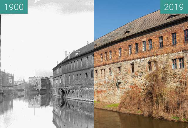 Before-and-after picture of Blick auf Wasserseite der Residenz between 1900 and 2019-Mar-21