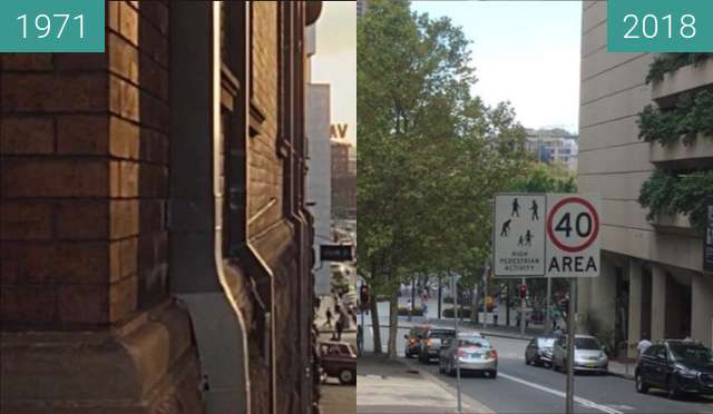 Before-and-after picture of Albert Street, Sydney between 1971 and 2018