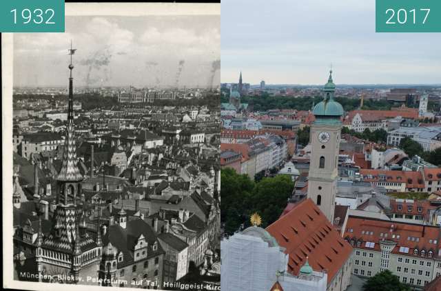 Before-and-after picture of München: Blick vom "Alten Peter" ins Tal (1) between 1932 and 2017-Sep-09
