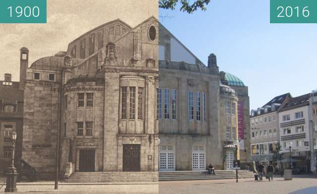 Before-and-after picture of Theater Osnabrück between 1900 and 2016-Aug-31