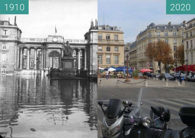 Before-and-after picture of Assemblée Nationale (Great Flood) between 1910-Jan-29 and 09/2020