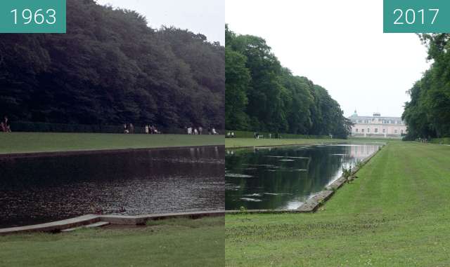 Vorher-Nachher-Bild von Schloss Benrath zwischen 1963 und 17.06.2017