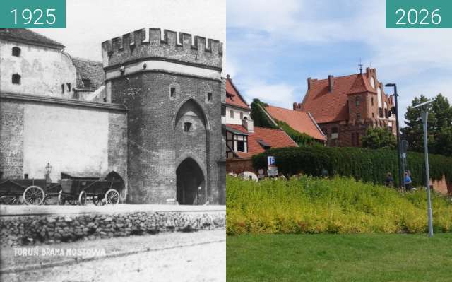 Vorher-Nachher-Bild von Brückentor (Brama Mostowa) zwischen 1925 und 07.2026