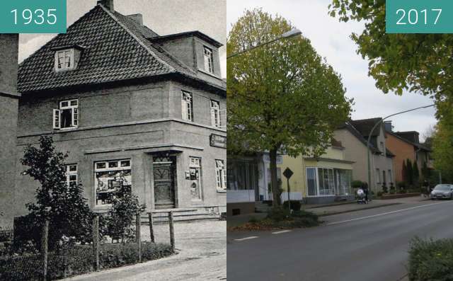 Before-and-after picture of Kolonialwarenladen Frommeyer between 1935 and 2017-Oct-12