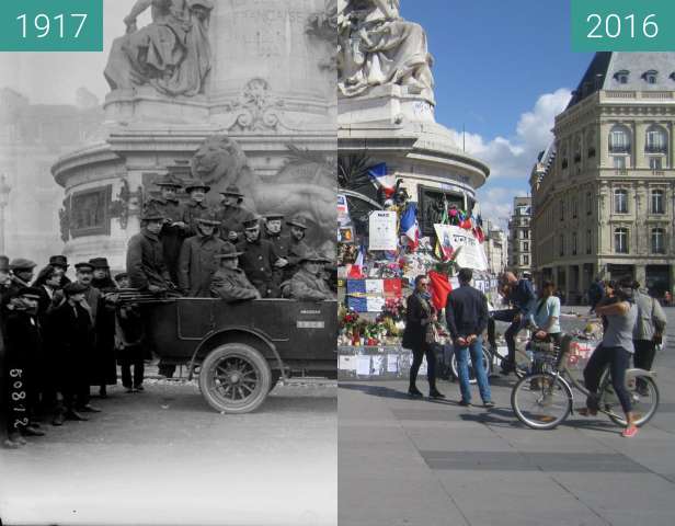 Before-and-after picture of Place de la République between 1917 and 2016-Apr-03