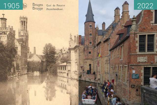 Before-and-after picture of Quai du Rosaire between 1930 and 10/2022