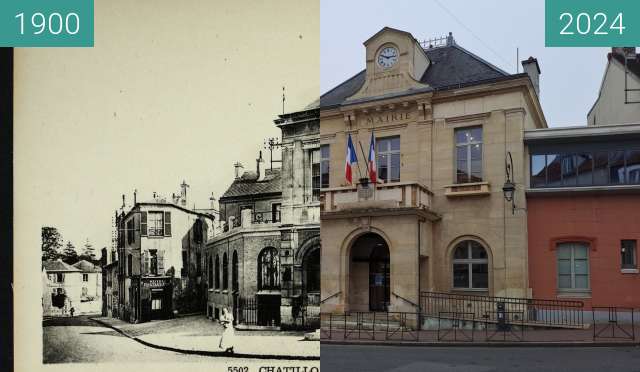 Image avant-après de Châtillon - mairie entre 1900 et 09/11/2024