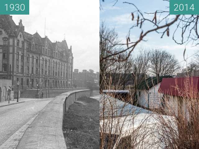 Before-and-after picture of Ulica Czartoria  between 1930 and 2014
