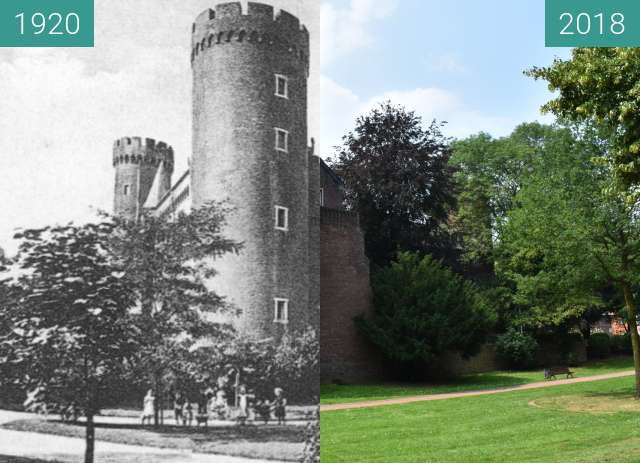 Before-and-after picture of Kempen, Kurkölnische Landesburg von 1400 between 1920 and 2018-Jun-07