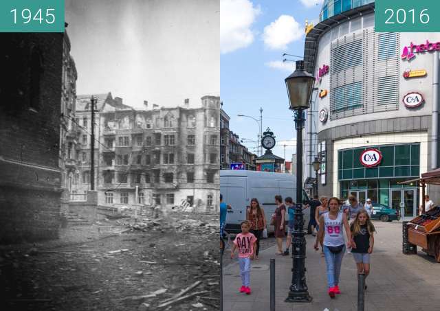 Vorher-Nachher-Bild von Polwiejska Street, 1945 zwischen 1945 und 2016