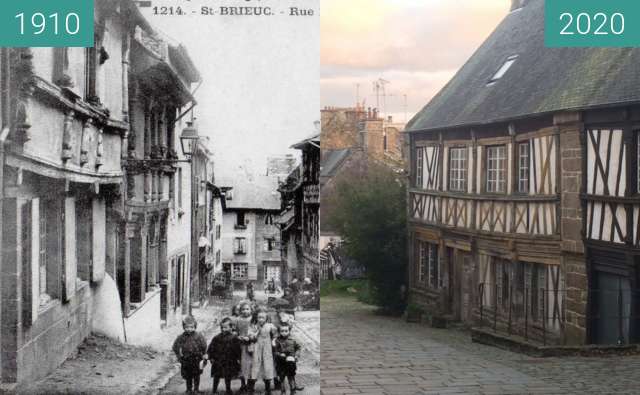 Before-and-after picture of Saint-Brieuc - Rue Fardel between 1910 and 2020-Dec-25